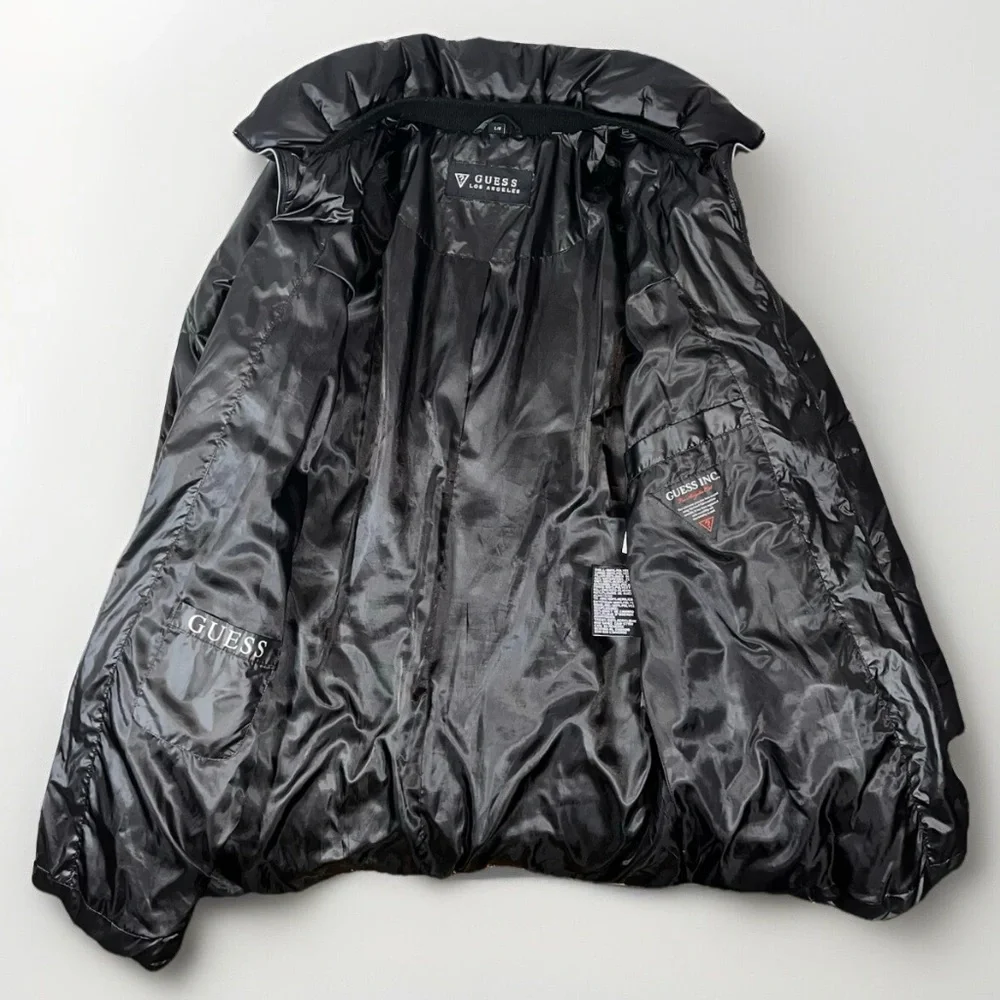 GUESS Womens Quilted Puffer Long Real Down‎ Winter Jacket Coat Black Large